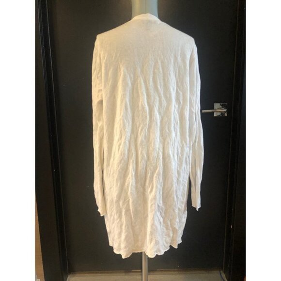 $278 Eileen Fisher TENCEL & METAL LONG CARDIGAN Ivory Size M - Picture 6 of 10
